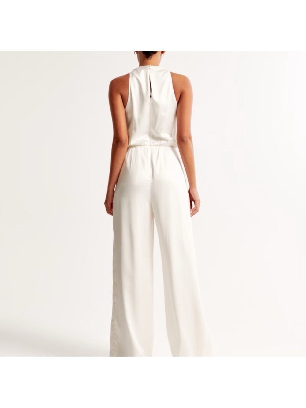 Abercrombie & Fitch Ivory Satin Wide Leg Jumpsuit - Picture 3 of 4